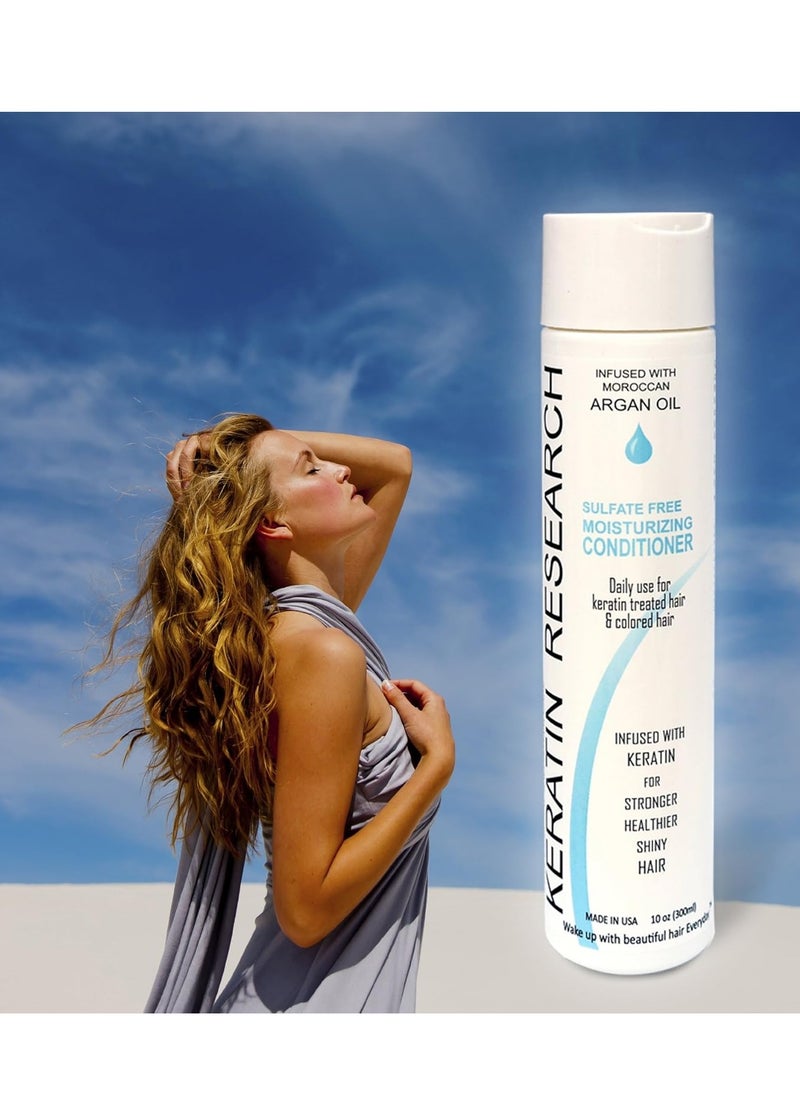 Keratin Research Natural Argan Oil Infused Sulfate Free Shampoo and Conditioner 2 bottles Value Set for Keratin Treatments, Maintainance After Care, post treatment shampoo Conditioner (300ml 2 pack)c