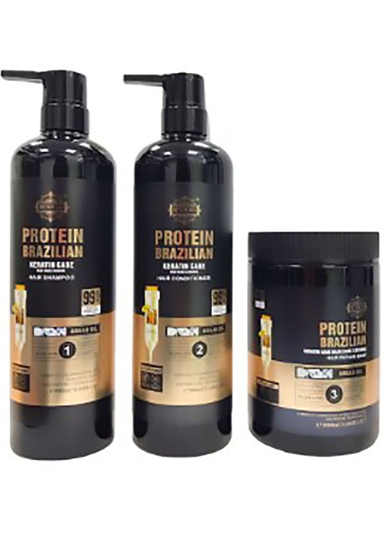 Heniways Protein Brazilian Keratin Hair Care Set 1x3