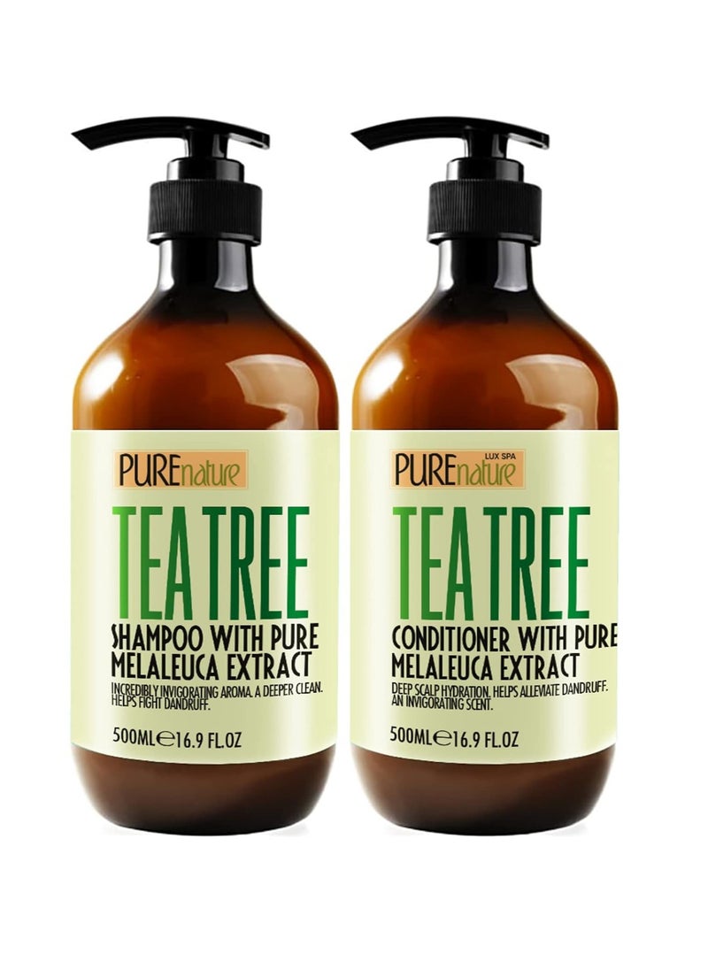 Tea Tree Oil Shampoo and Conditioner Set - Sulfate and Paraben Free Treatment for Oily Hair and to Help Reduce Your Itchy and Dry Scalp - Healthy Anti Dandruff Formula for Men and Women