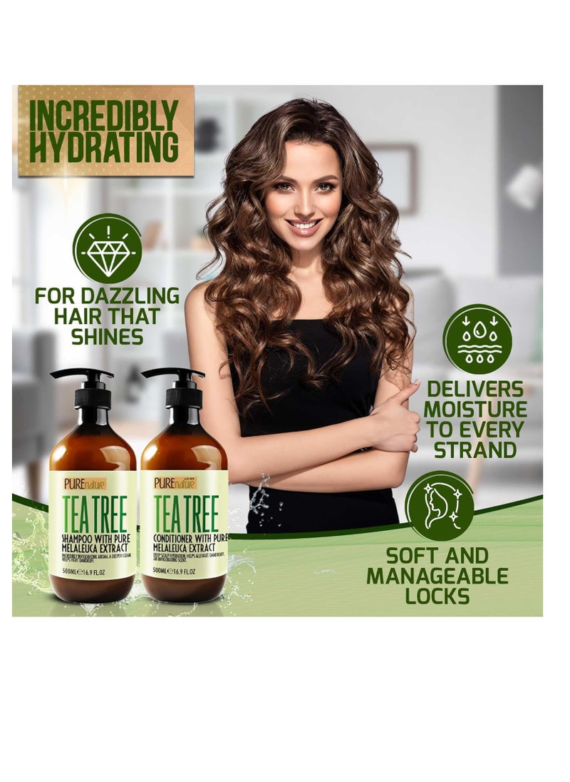 Tea Tree Oil Shampoo and Conditioner Set - Sulfate and Paraben Free Treatment for Oily Hair and to Help Reduce Your Itchy and Dry Scalp - Healthy Anti Dandruff Formula for Men and Women