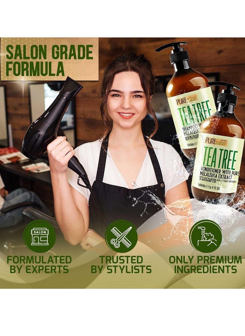 Tea Tree Oil Shampoo and Conditioner Set - Sulfate and Paraben Free Treatment for Oily Hair and to Help Reduce Your Itchy and Dry Scalp - Healthy Anti Dandruff Formula for Men and Women