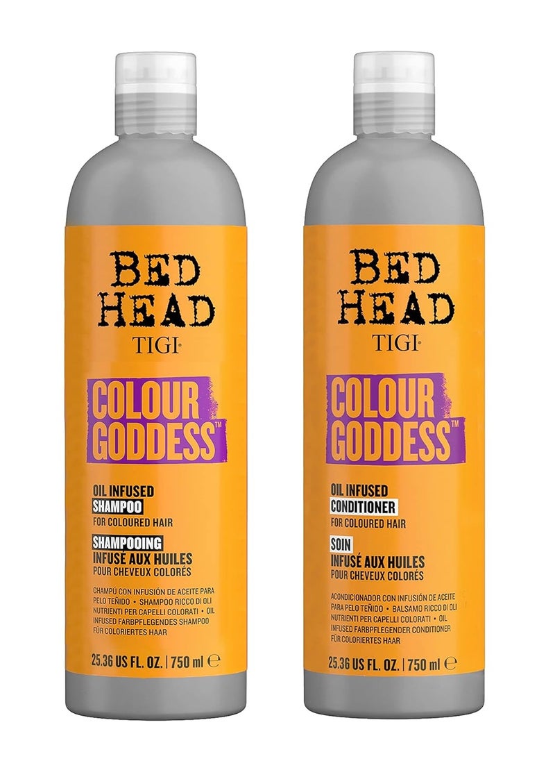 Bed Head by TIGI Moisturizing Shampoo and Conditioner Set for Colored Hair, Colour Goddess Hair Care with Sweet Almond & Coconut Oils, 25.36 fl oz, 2 Pack
