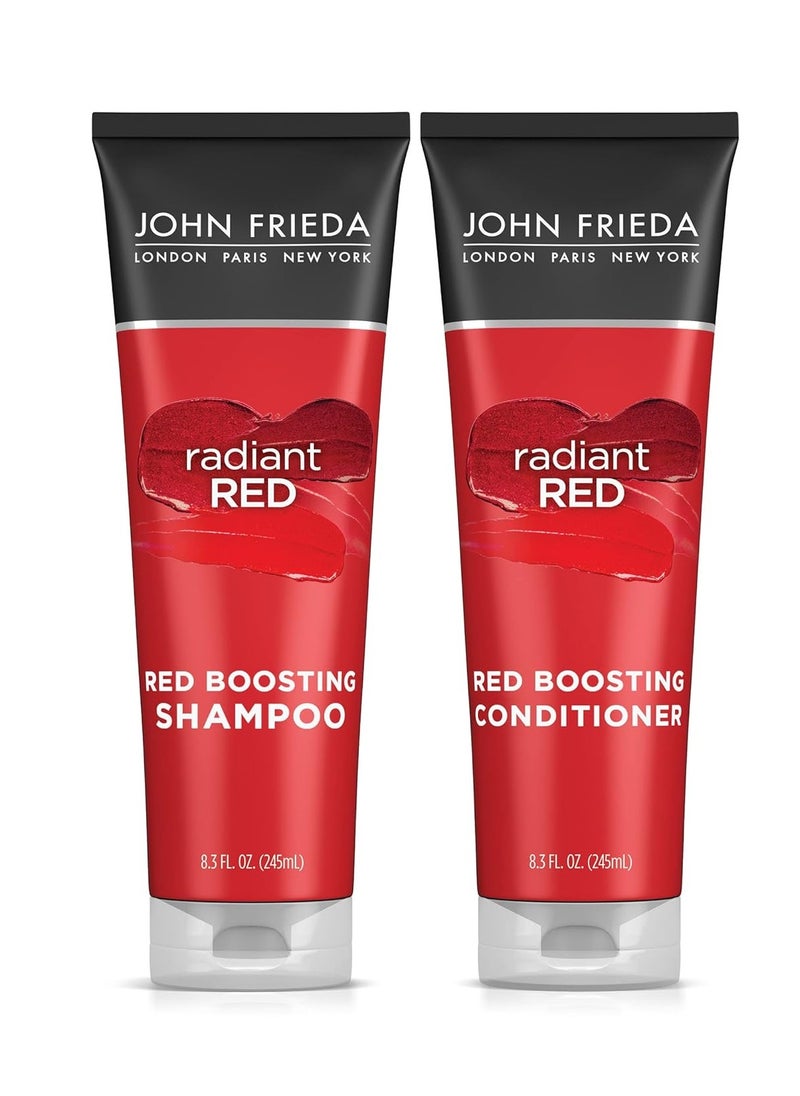 John Frieda Radiant Red Shampoo & Conditioner Bundle, Enhancing Shampoo & Conditioner, Helps Enhance Shades, with Pomegranate and Vitamin E