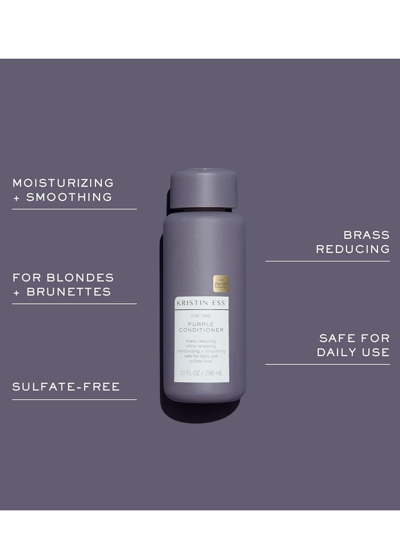 Kristin Ess Hair Purple Shampoo and Conditioner Set for Blonde, Brunette, Silver + Gray Hair, Anti Brass + Yellow Tones, Safe for Color Treated Hair, Sulfate Free Toning Shampoo Conditionerc