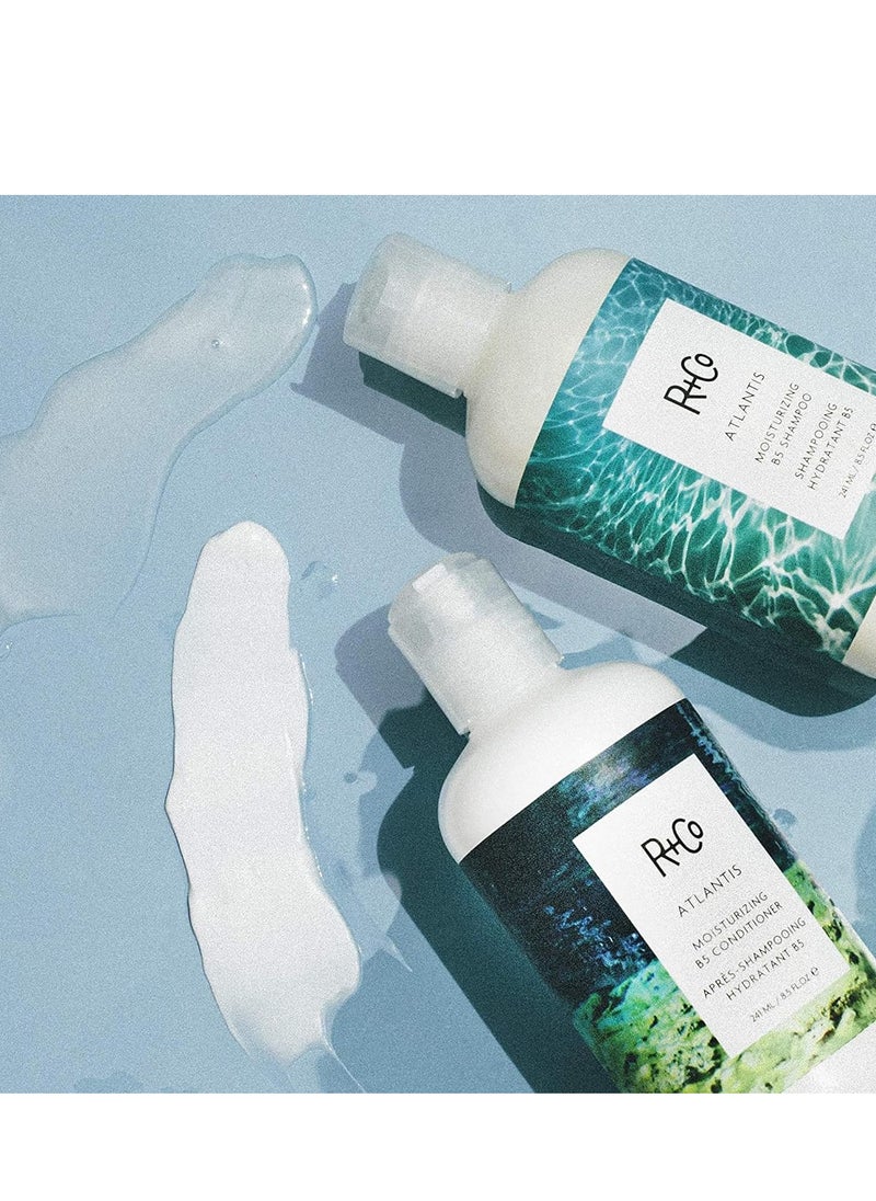 R+Co Atlantis Moisturizing B5 Shampoo + Conditioner + High Dive Deluxe Sample | Vegan + Cruelty-Free | 2 x 8.5 Oz + .5 Oz Deluxe Sample