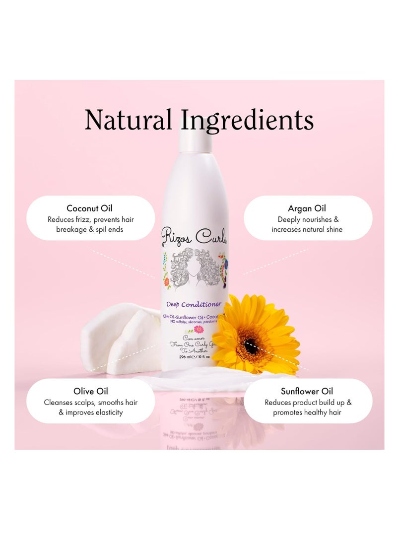 Rizos Curls Wash Day Bundle, Hydrating Shampoo & Deep Conditioner Bundle, Gently Cleanse and Hydrate Curly Hair, Moisturize Scalp & Hair, Clean & Natural Ingredients for all Hair Types 1a - 4c