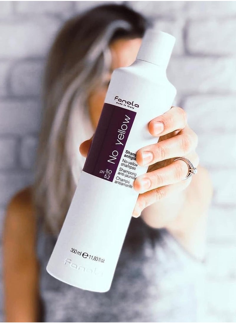 Fanola No Yellow Shampoo & Nutri Care Restructuring Conditioner 33.8 oz / 2pk - Anti Brass Depositing Purple Shampoo Toner for Blonde Hair,Damaged Hair