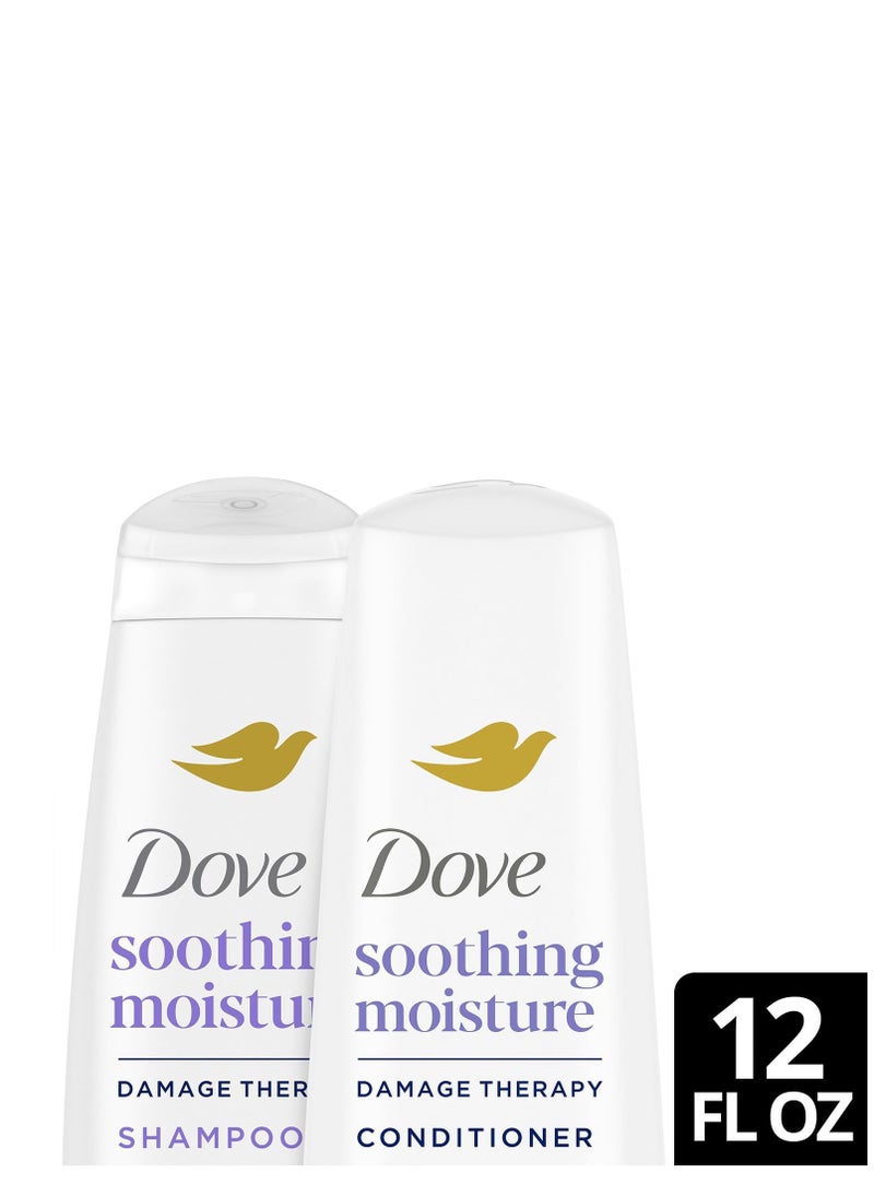 Dove Anti-Dandruff Shampoo and Conditioner Set – Soothing Moisture with Pyrithione Zinc + Sweet Almond Oil for Hair, 12 Oz Ea