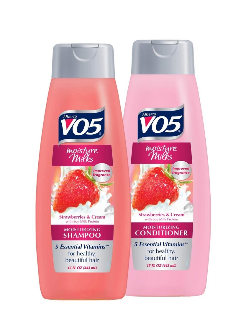 Alberto V05 Moisture Milks Strawberries & Cream Moisturizing Shampoo & Conditioner Set (12.5 fl.oz) by High Ridge Brands Co