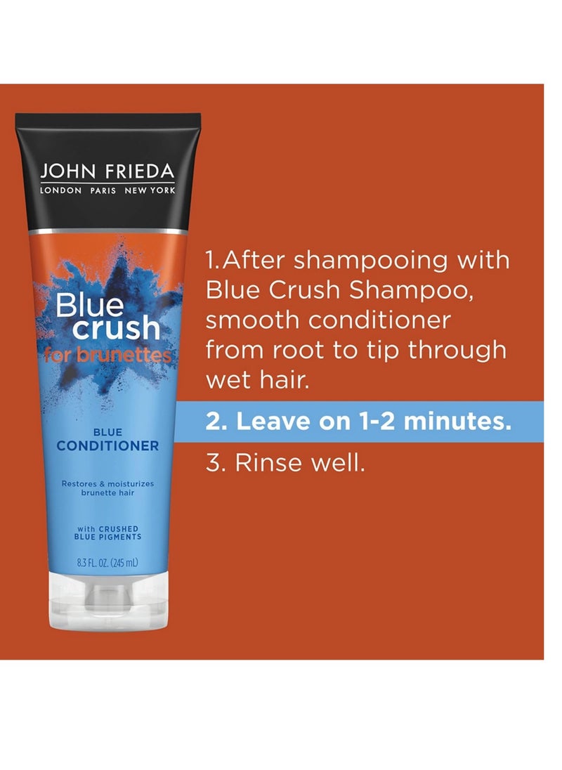 John Frieda Blue Crush Shampoo and Conditioner Set for Brassy Toned Brunettes, Crushes Brassy Tones, 8.3 Fl Oz (Pack of 2)