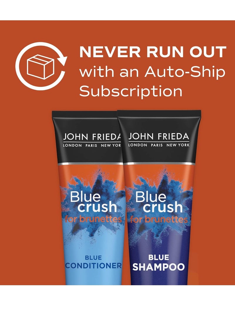 John Frieda Blue Crush Shampoo and Conditioner Set for Brassy Toned Brunettes, Crushes Brassy Tones, 8.3 Fl Oz (Pack of 2)