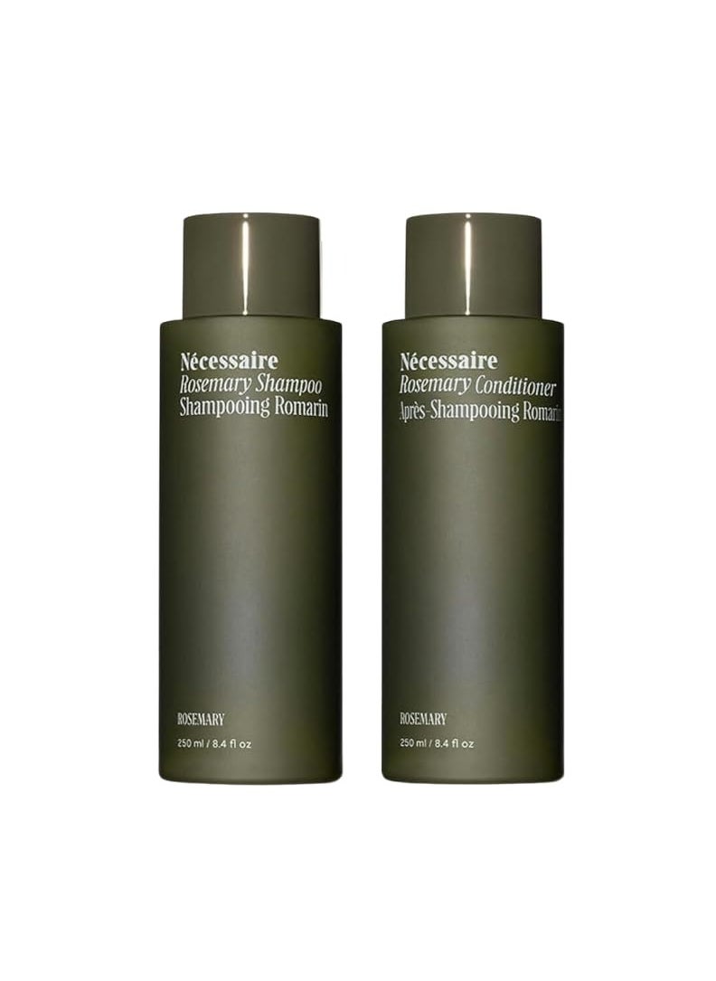 Nécessaire Rosemary Hair Duo - Rosemary Shampoo and Conditioner for Women + Men. Rosemary Oil + Proteins For Stronger Hair. Good for All Hair Types/Textures. 250 ml / 8.4 fl oz