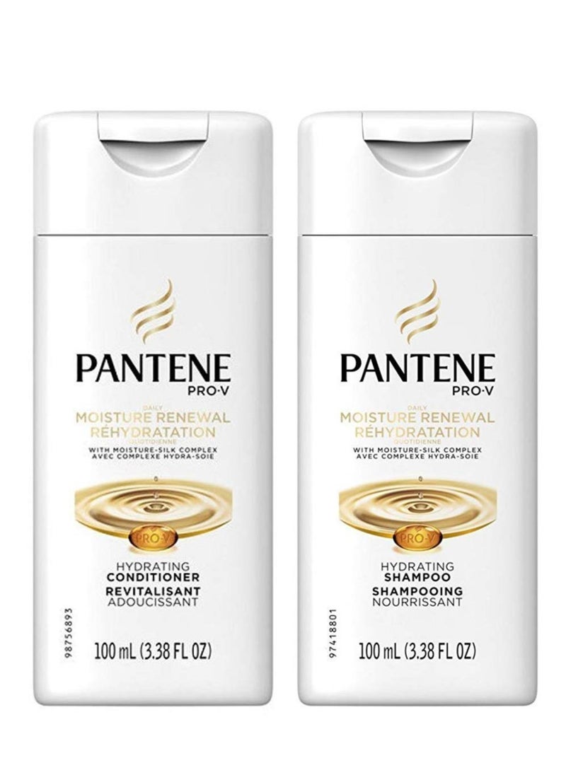 Pantene Shampoo & Conditioner Bundle, Daily Moisture Renewal, 3.38 Oz Travel Size (3 Duo Sets)