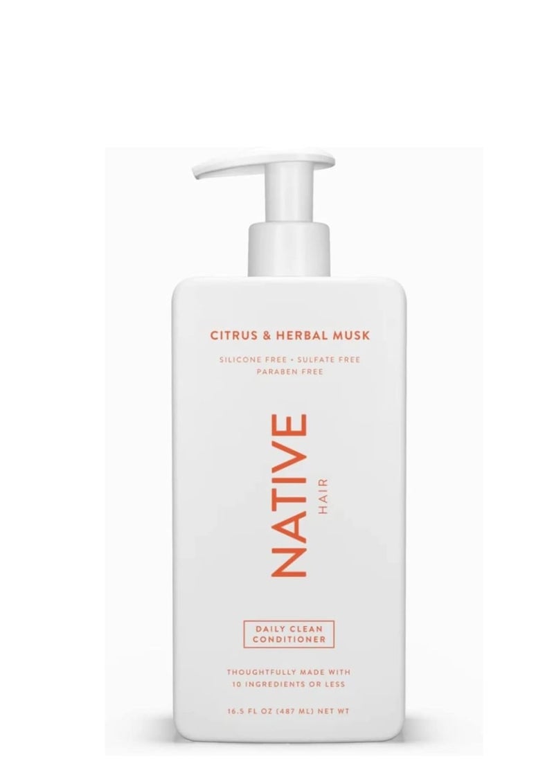 Native Citrus Herbal Musk Shampoo and Conditioner Set - Sulfate, Paraben, Dye Free, 16.5 oz (2 units, 33 Fl Oz) - Daily Cleansing, Moisturizing, Revitalizing, Strengthening Benefits for Hair
