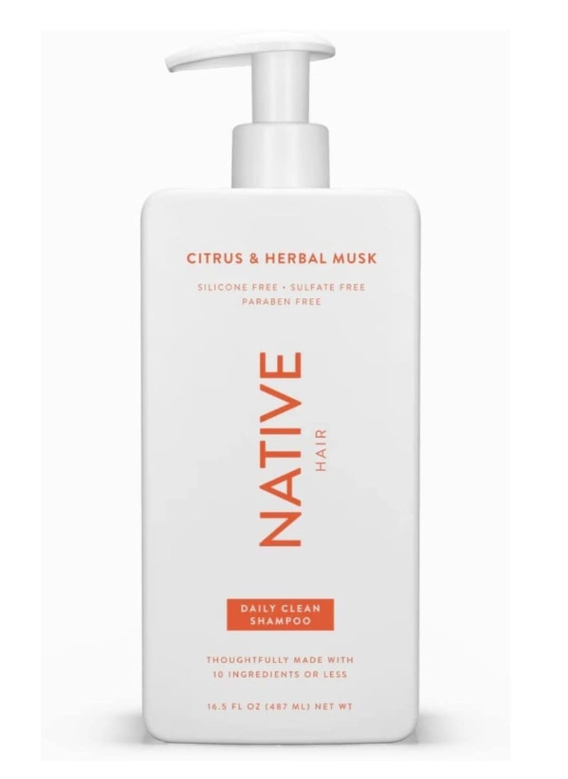 Native Citrus Herbal Musk Shampoo and Conditioner Set - Sulfate, Paraben, Dye Free, 16.5 oz (2 units, 33 Fl Oz) - Daily Cleansing, Moisturizing, Revitalizing, Strengthening Benefits for Hair