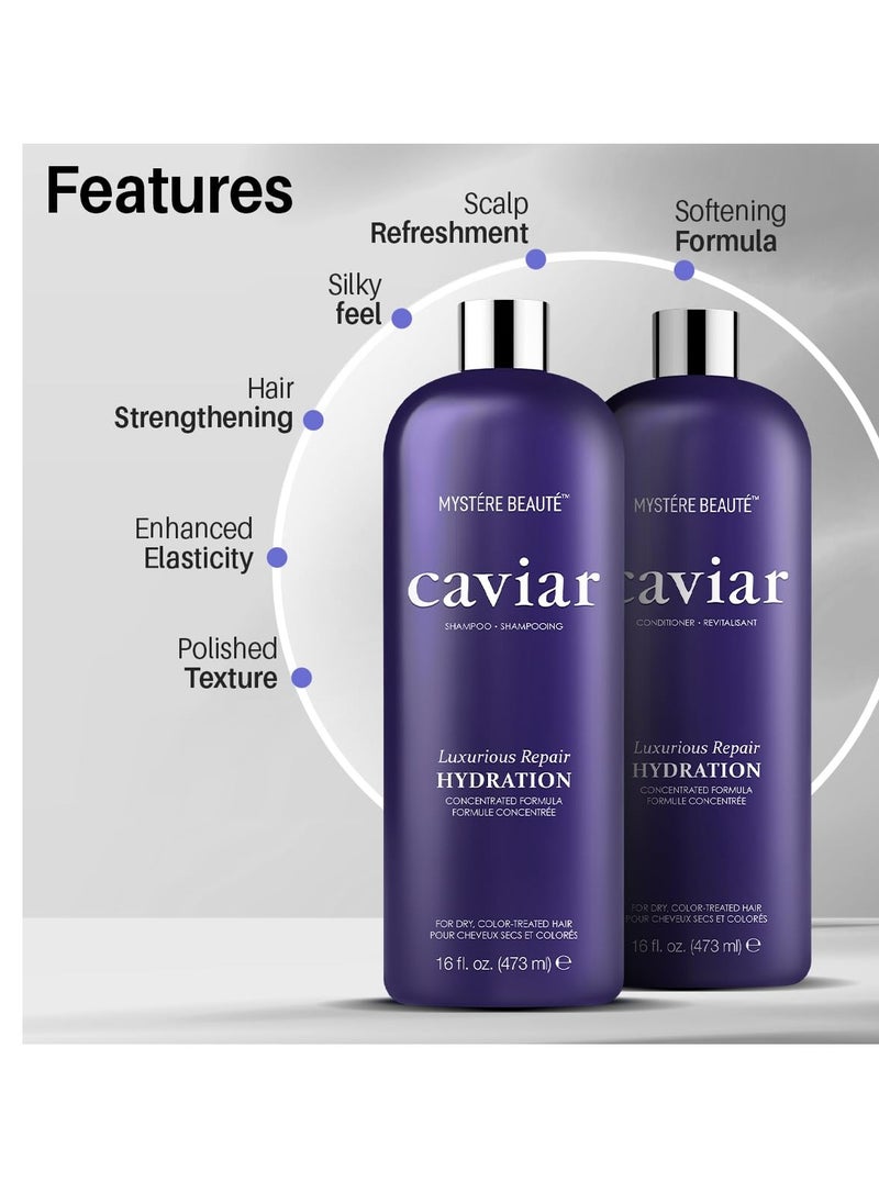 Caviar Shampoo and Conditioner | Luxury Caviar Hair Products for Hydration Moisturizing Caviar Hair Care Set Caviar Shampoo for Nourishment & Caviar Conditioner for Smooth Hair - 16 fl oz each