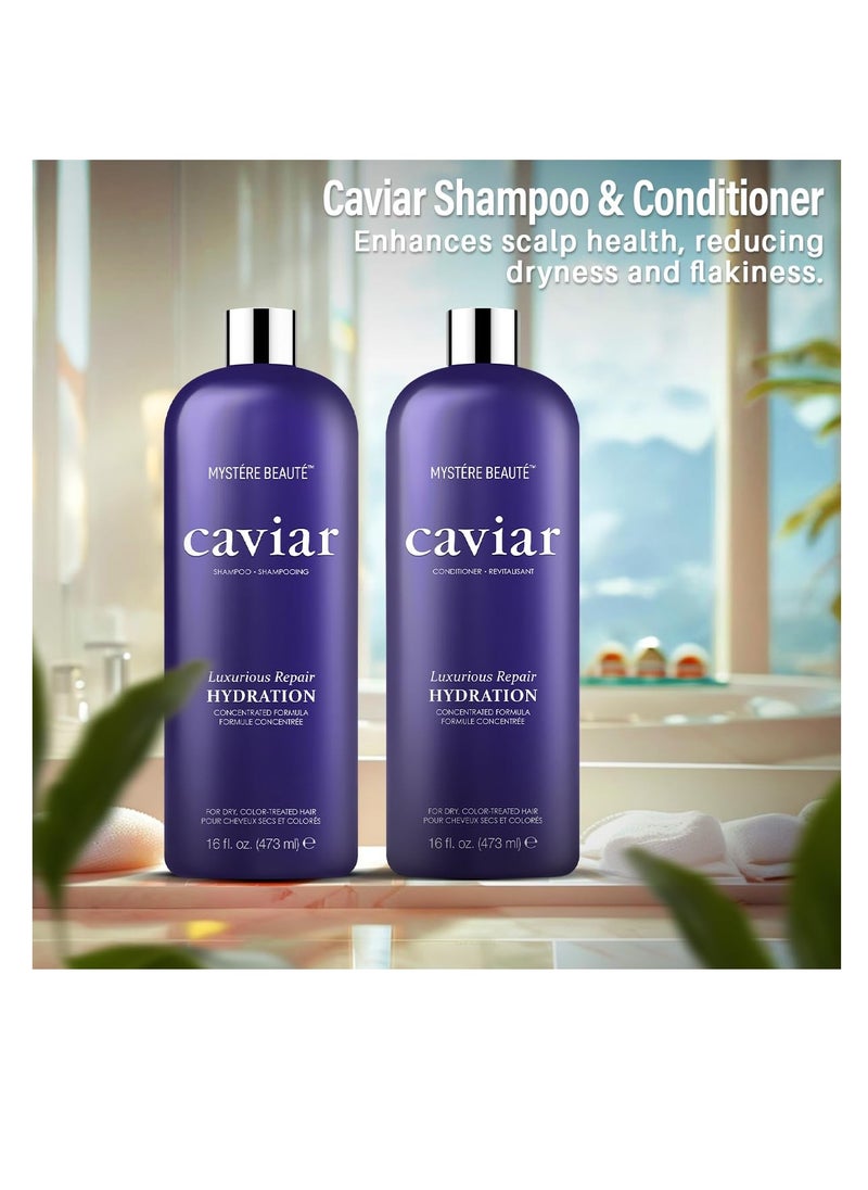 Caviar Shampoo and Conditioner | Luxury Caviar Hair Products for Hydration Moisturizing Caviar Hair Care Set Caviar Shampoo for Nourishment & Caviar Conditioner for Smooth Hair - 16 fl oz each