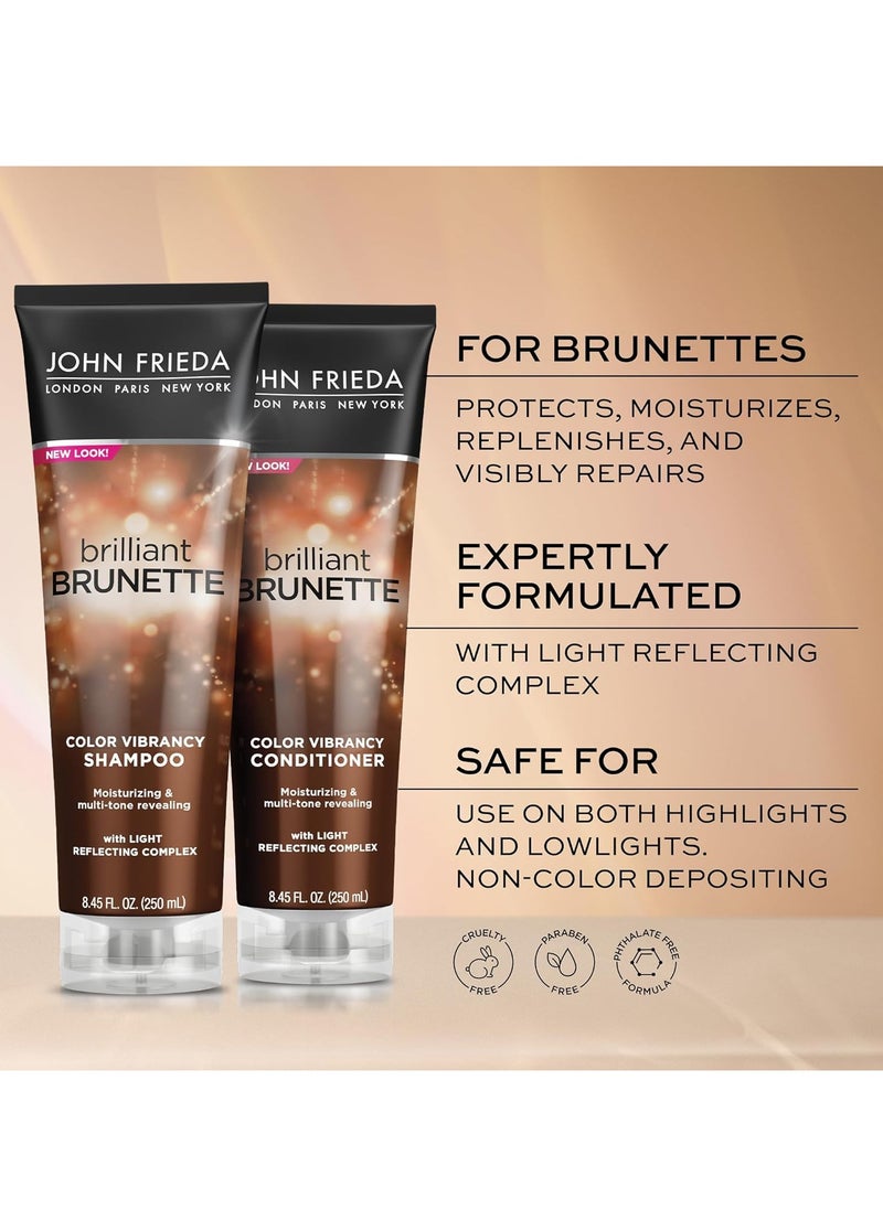 John Frieda Brilliant Brunette Multi-Tone Revealing Color Protecting Duo Set Shampoo and Conditioner, 8.45 Ounce, 1 Each