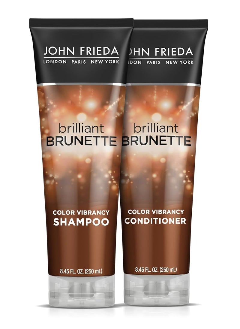 John Frieda Brilliant Brunette Multi-Tone Revealing Color Protecting Duo Set Shampoo and Conditioner, 8.45 Ounce, 1 Each