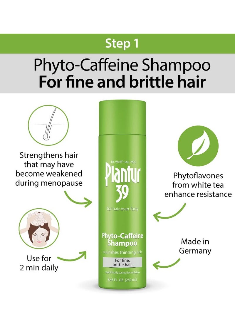 Plantur 39 Phyto Caffeine Women's 3 Step System for Fine, Thinning Natural Hair Growth - Shampoo, Conditioner, Tonic