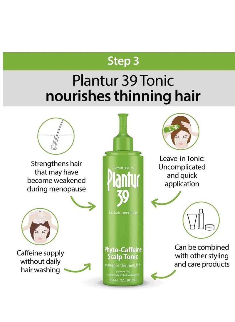 Plantur 39 Phyto Caffeine Women's 3 Step System for Fine, Thinning Natural Hair Growth - Shampoo, Conditioner, Tonic