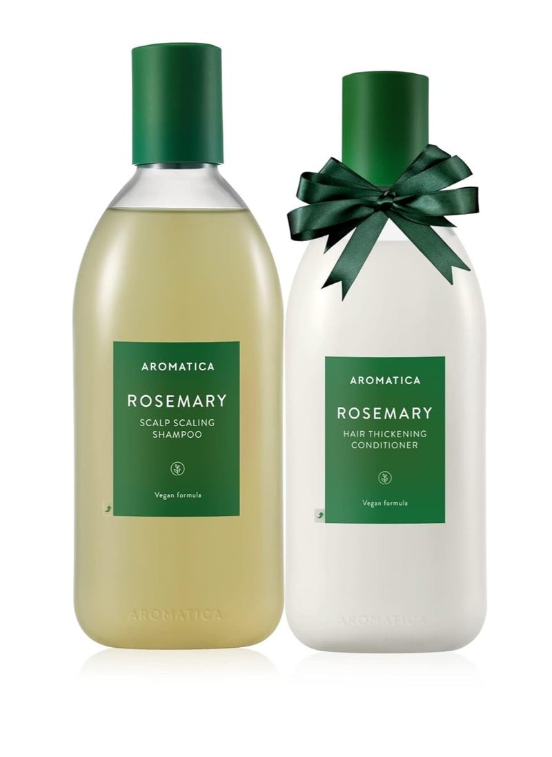 AROMATICA Organic Rosemary Scalp Scaling Shampoo and Conditioner Set – Paraben Free, Sulfate free, Silicone Free – Vegan Hair Care Gift Set, rosemary oil for hair growth (13.53 fl.oz each)