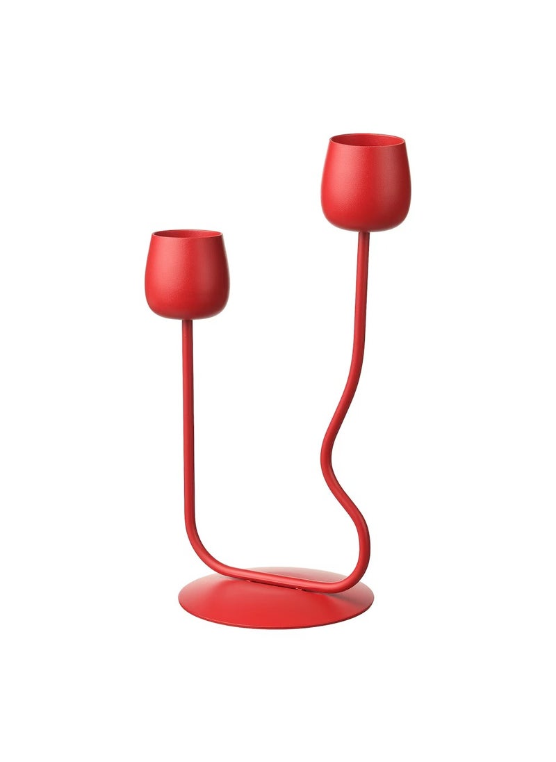 Candlestick Candle Holder Tealight Holder Bright Red 29 cm