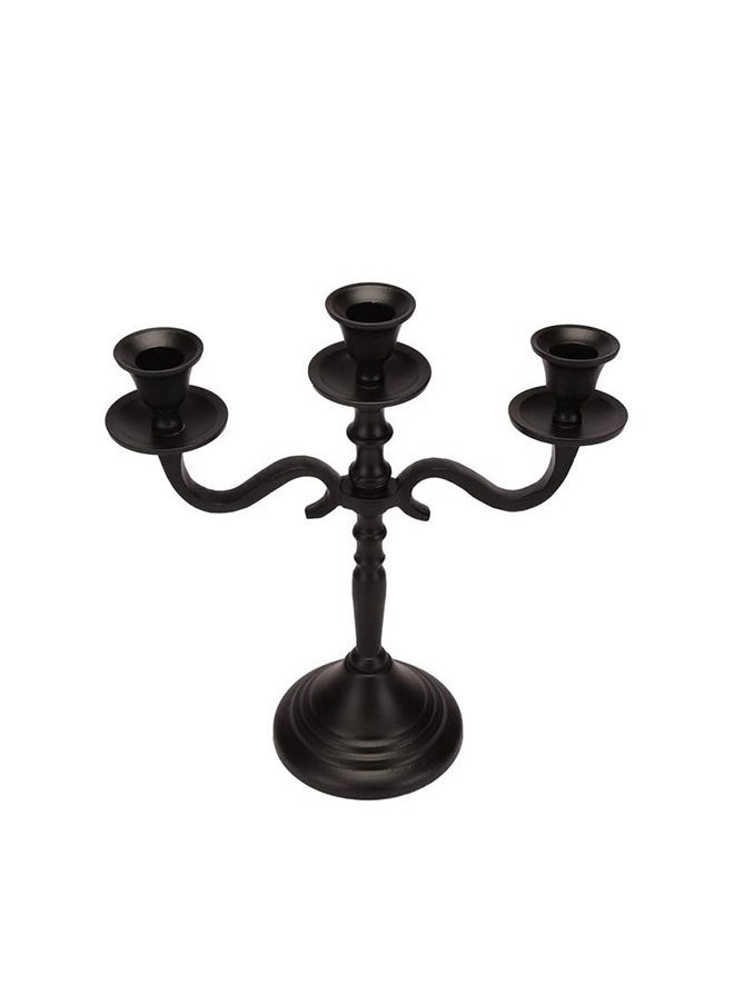 Three Arm Candelabra 10 inch Tall Black Taper Candle Holders Candle Stands Candlesticks For Home Decor Wedding Parties Dinning Table Centerpiece Thick Candles Black