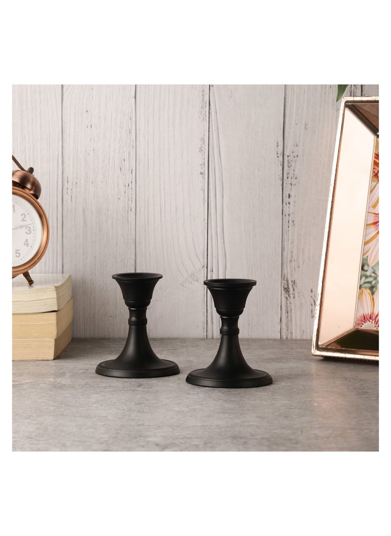 Mini Candlestick Holders Set 2 PcsTaper Candle Holders Candle Holders Candle Holders For Table Centerpiece For Wedding Festival Party and Festival Decor Black