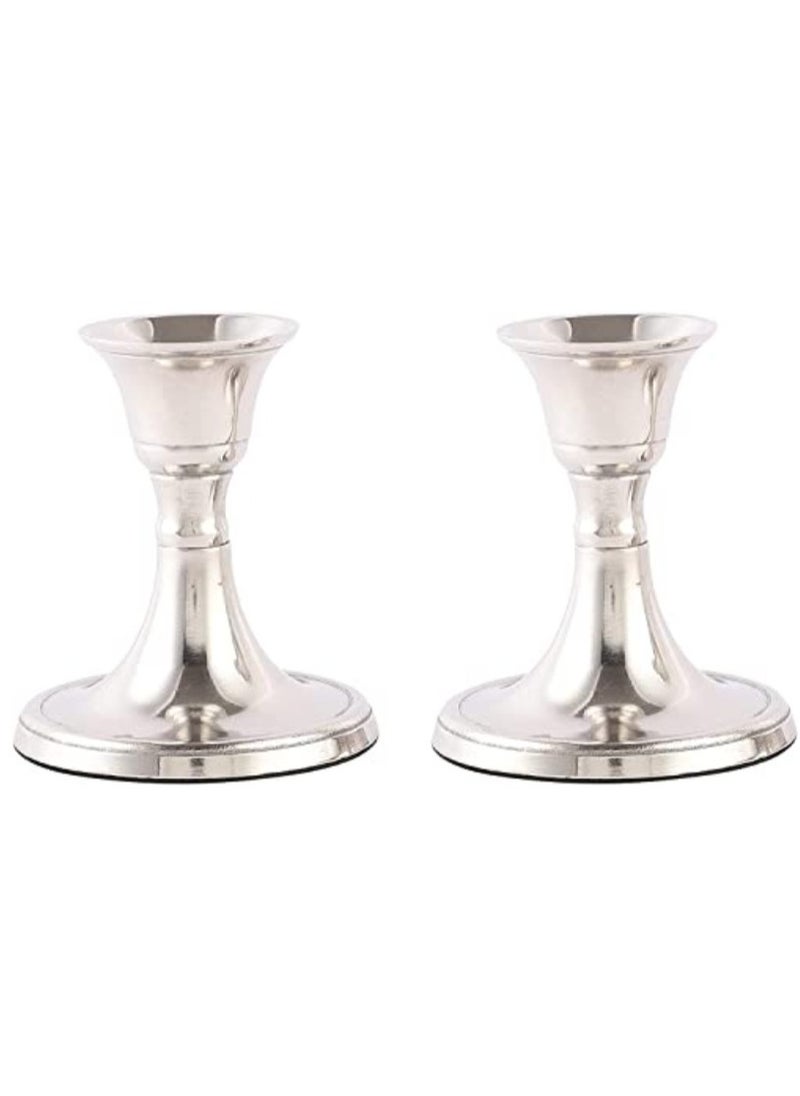 Mini Candlestick Holders Set 2 Pcs Taper Candle Holders Candle Holders Candle Holders For Table Centerpiece For Wedding Festival Party and Festival Decor Silver