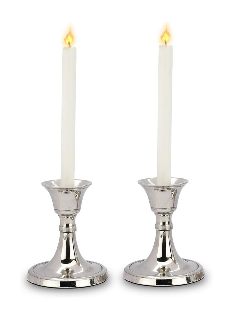 Mini Candlestick Holders Set 2 Pcs Taper Candle Holders Candle Holders Candle Holders For Table Centerpiece For Wedding Festival Party and Festival Decor Silver