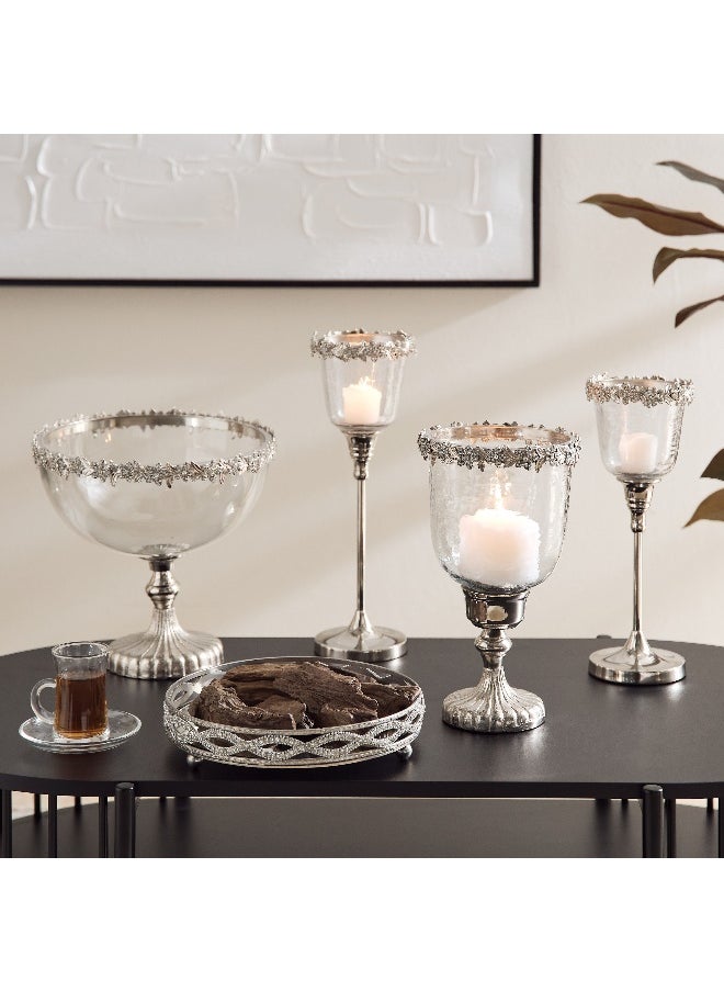 Iras Brass Hurricane Crystal Candleholder - 17x17x29 cm