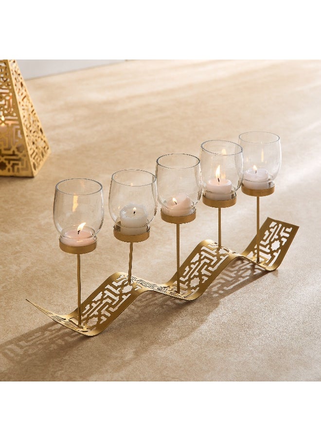 Skyline Mirage Wave Metal Candleholder - 37x07x12 cm