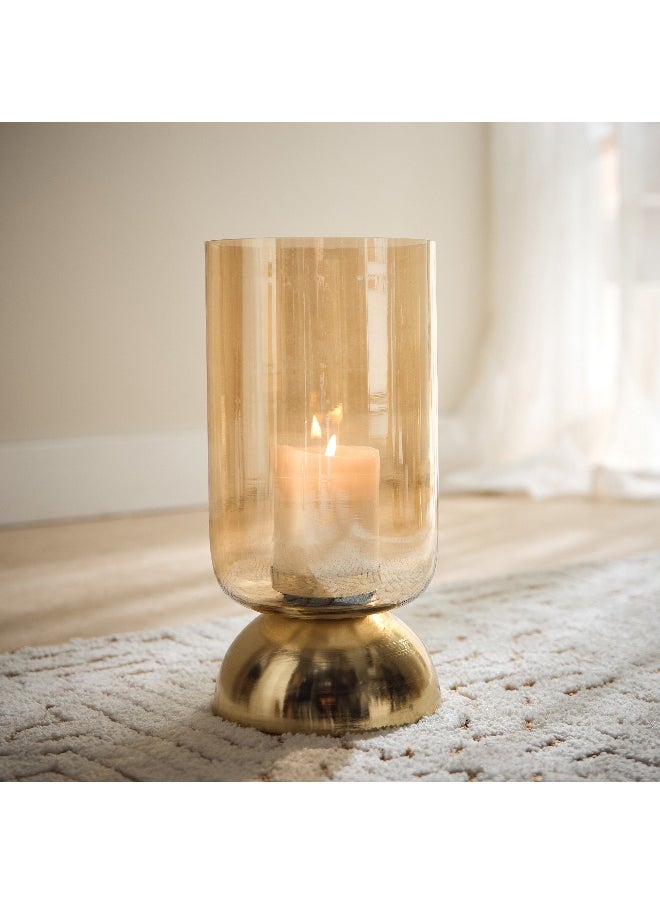 Accord Pillar Lustre Glass Candleholder with Metal Base - 15x15x29.5 cm