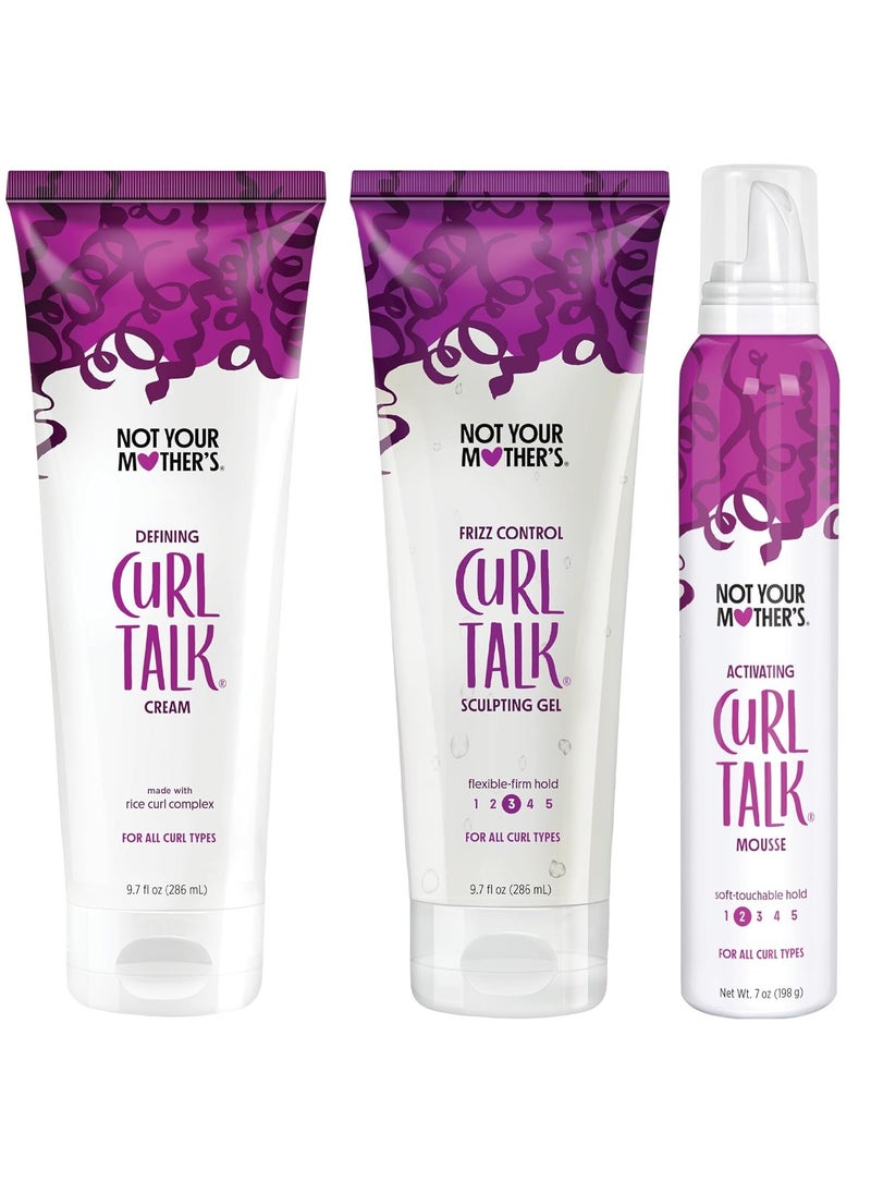 Not Your Mother's Curl Talk Defining Curl Cream, Frizz Control Styling Gel and Mousse (3-Pack) - 9.7oz Cream, 7oz Mousse