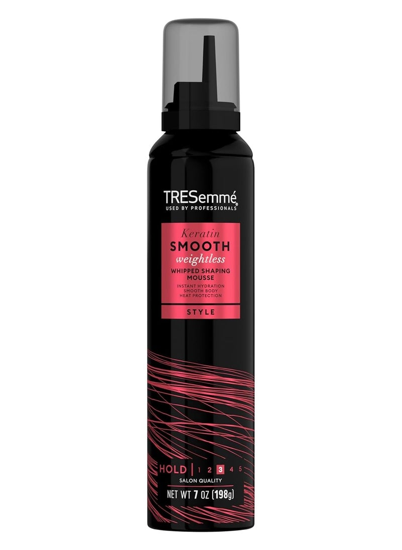 TRESemmé Whipped Shaping Mousse Keratin Smooth for Instant Hydration, Weightless, 7 Fl Oz
