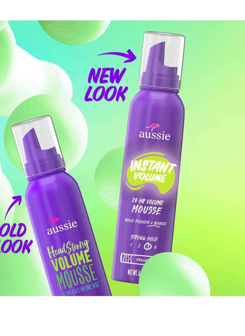 Aussie Mousse, with Bamboo & Kakadu Plum, Instant Volume, For Fine Hair, 6 Fl Oz (Pack of 3), Packaging May Vary