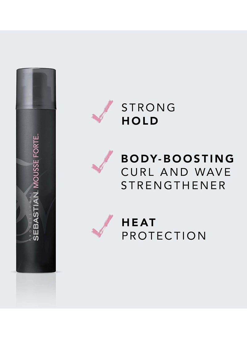 Sebastian Mousse Forte, Strong-Hold Mousse for Professional Hair Styling, 7 oz