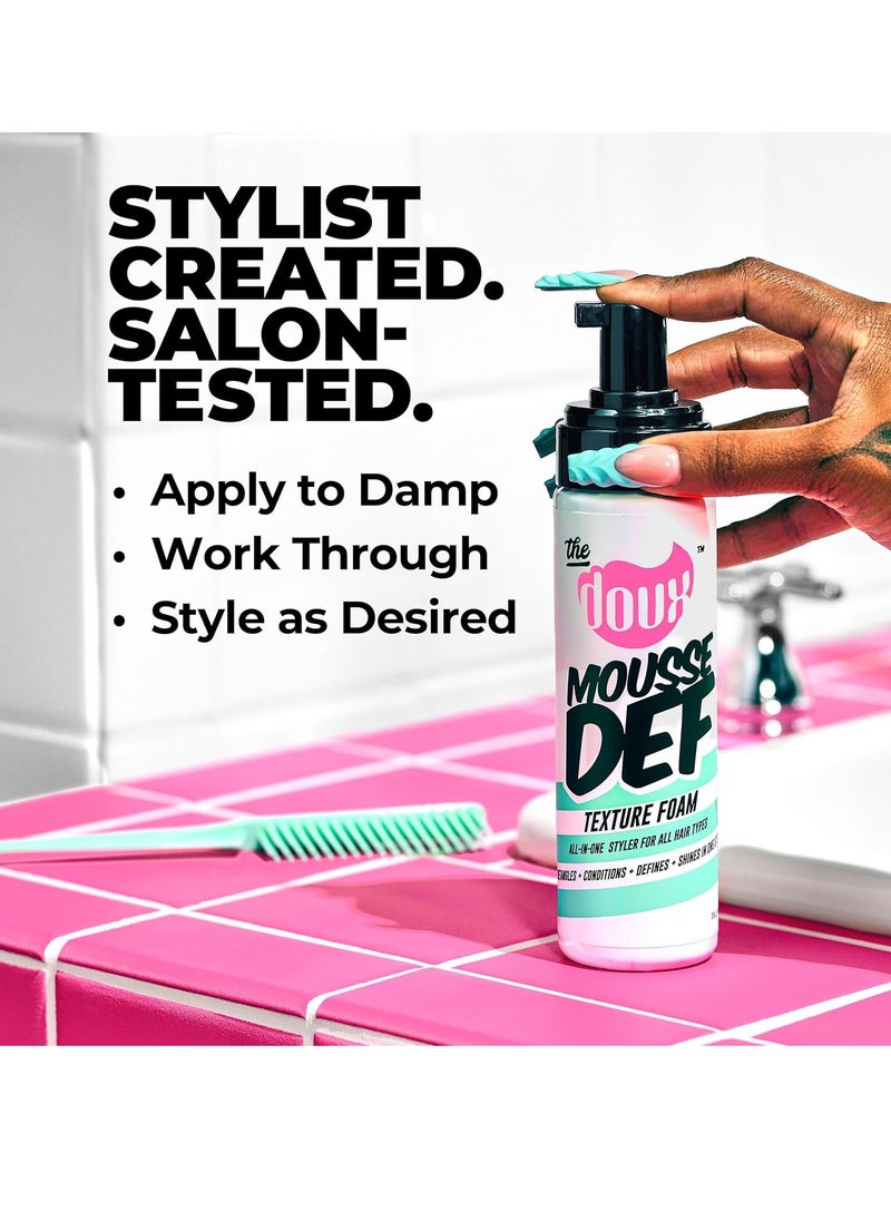 The Doux Mousse Def Texture Foam, Multi-Use Mousse Hair Foam to Style, Condition, Define, Volumize, and Add Shine - 7oz