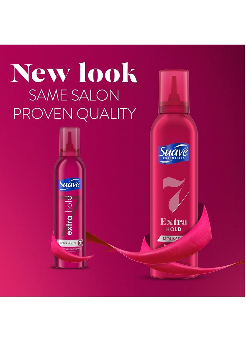 Suave Extra Hold Mousse for Curly Hair, Wavy, All Hair Types, Moisturizing & Nourishing, Foam, Scented 9 oz (Pack of 2)