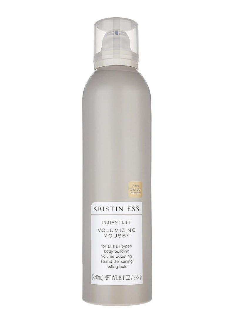 Kristin Ess Hair Instant Lift Volumizing Mousse with Castor Oil - Boosts Volume + Thickens, Body Building, Lasting Hold, Non Sticky, For Curly, Wavy + Straight Hair, 8.1 Oz