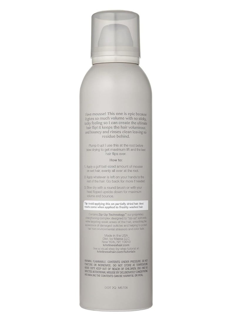 Kristin Ess Hair Instant Lift Volumizing Mousse with Castor Oil - Boosts Volume + Thickens, Body Building, Lasting Hold, Non Sticky, For Curly, Wavy + Straight Hair, 8.1 Oz
