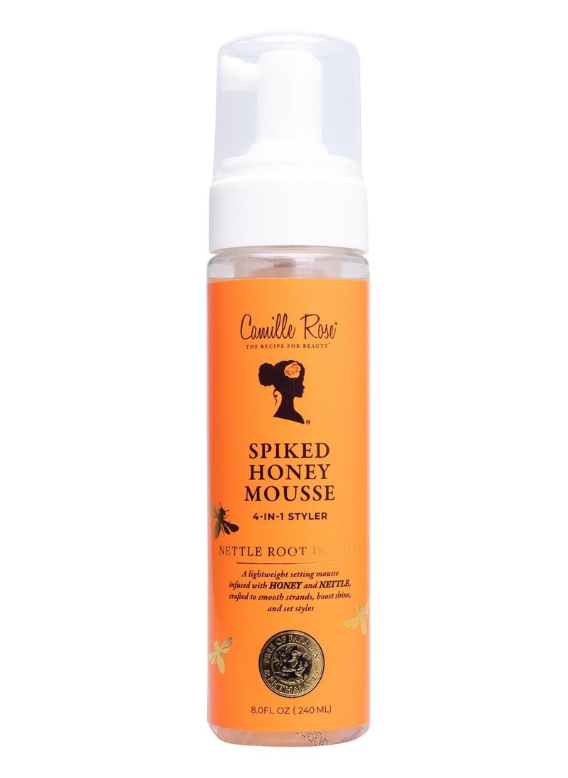 Camille Rose Spiked Honey Mousse, 4-in-1 Hair Styler with Nettle Root, to Nourish and Hydrate Strands, Define Curls, and Add shine, for All Hair Types, 8 fl oz