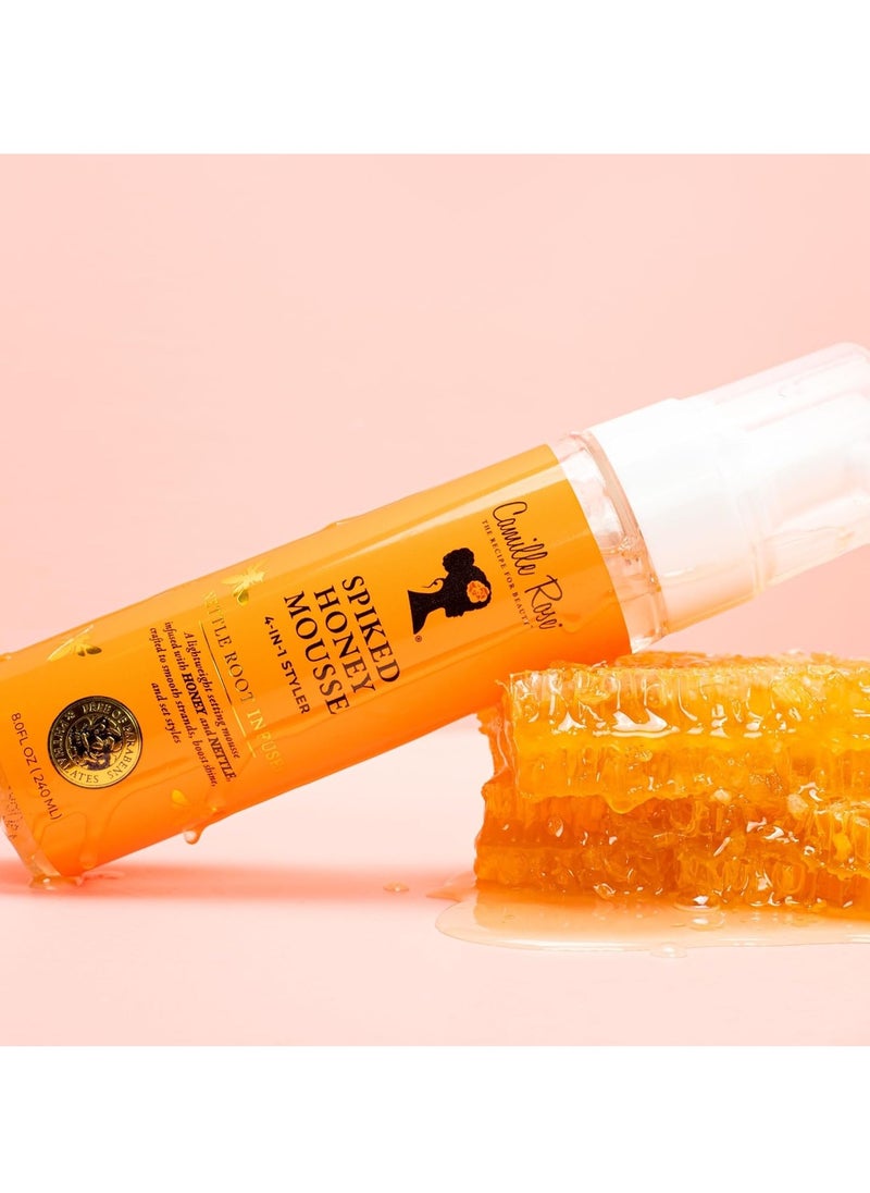 Camille Rose Spiked Honey Mousse, 4-in-1 Hair Styler with Nettle Root, to Nourish and Hydrate Strands, Define Curls, and Add shine, for All Hair Types, 8 fl oz
