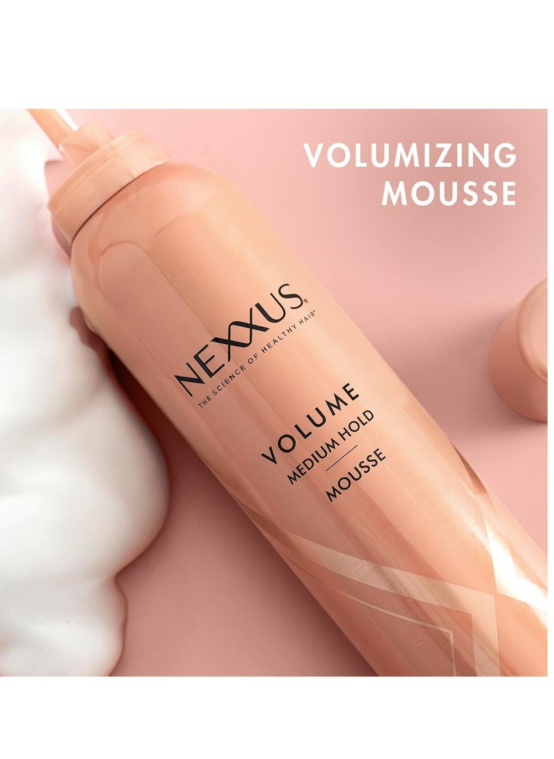 Nexxus Travel Mousse, Volume Medium Hold 4-Pack – 72-Hour Anti-Humidity Shield, 48-Hour Frizz Control, Rose Fragrance, 2 Oz Ea