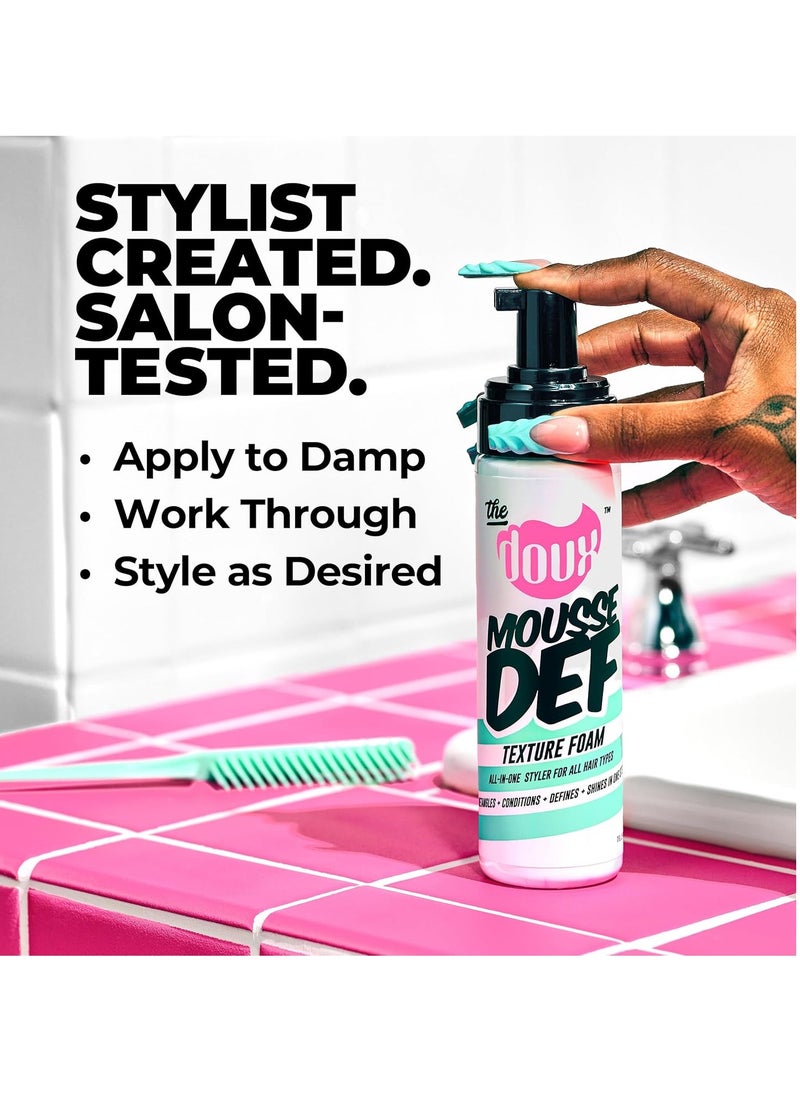 The Doux Mousse Def Texture Foam, Multi-Use Mousse Hair Foam to Style, Condition, Define, Volumize, and Add Shine - 7oz, 2 Pack