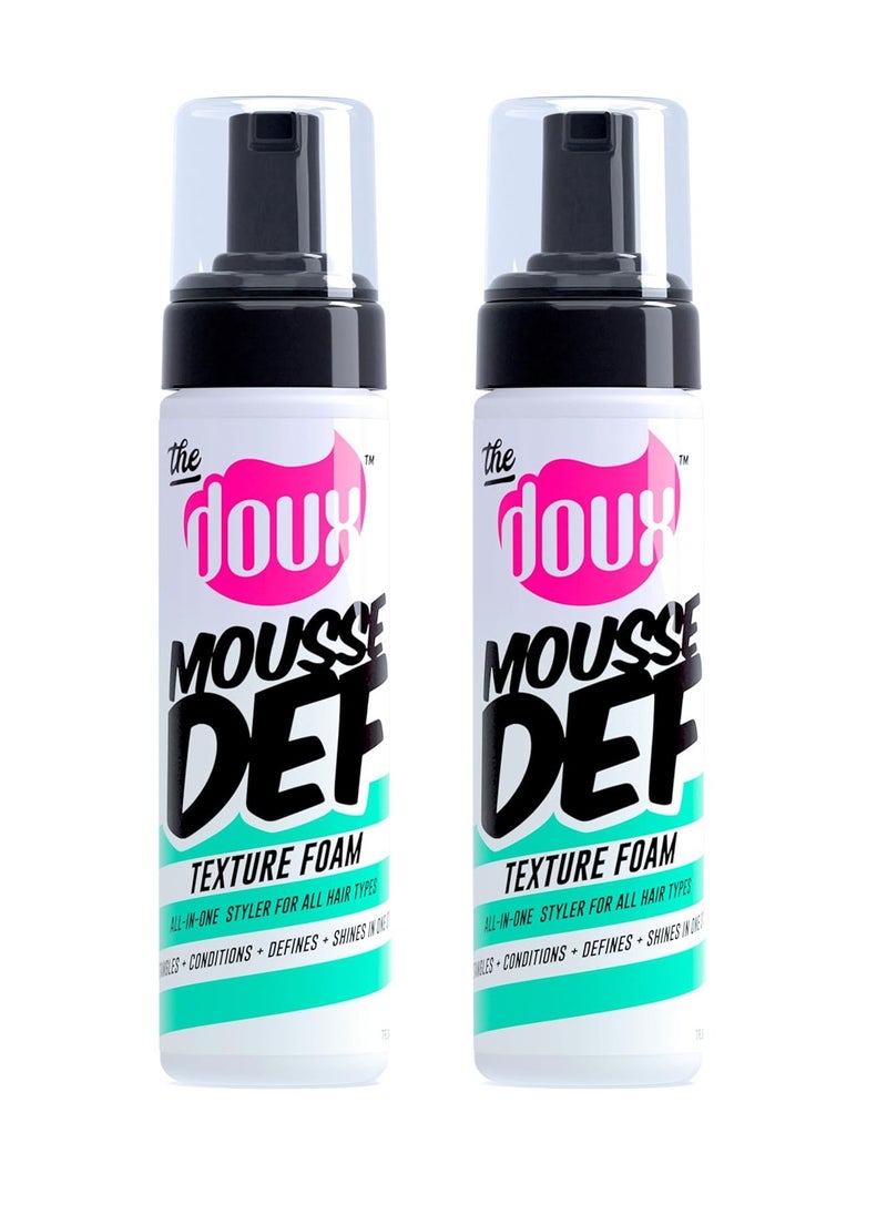 The Doux Mousse Def Texture Foam, Multi-Use Mousse Hair Foam to Style, Condition, Define, Volumize, and Add Shine - 7oz, 2 Pack