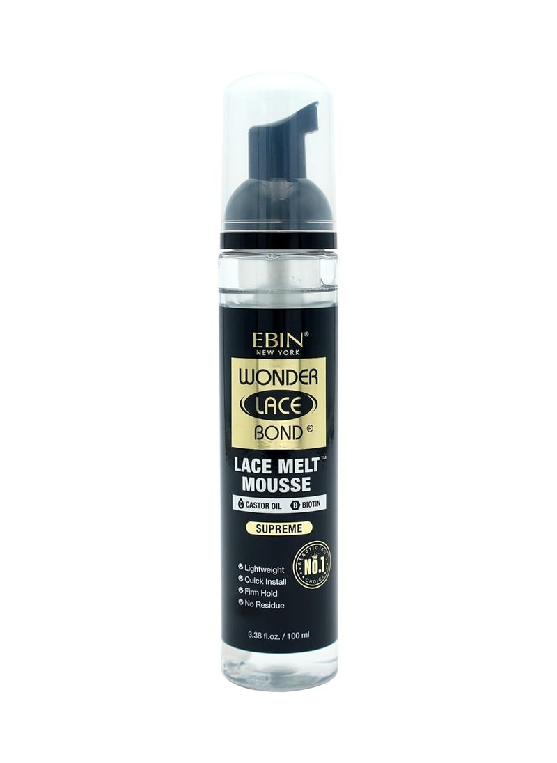 EBIN NEW YORK Wonder Lace Bond Melt Mousse 3.38oz/100ml- Extreme Firm Hold (Supreme) | Biotin + Castor Oil | No Residue, Long Lasting Formula with Protecting Edges, Gives Undetectable and Natural Look