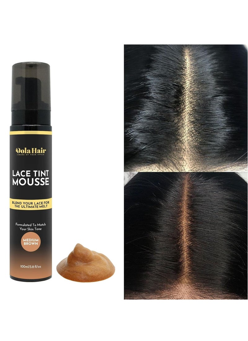 Dolahair Melt Lace Tint Mousse and Spray for Medium Brown Wigs, Foam for Lace Frontal Wigs