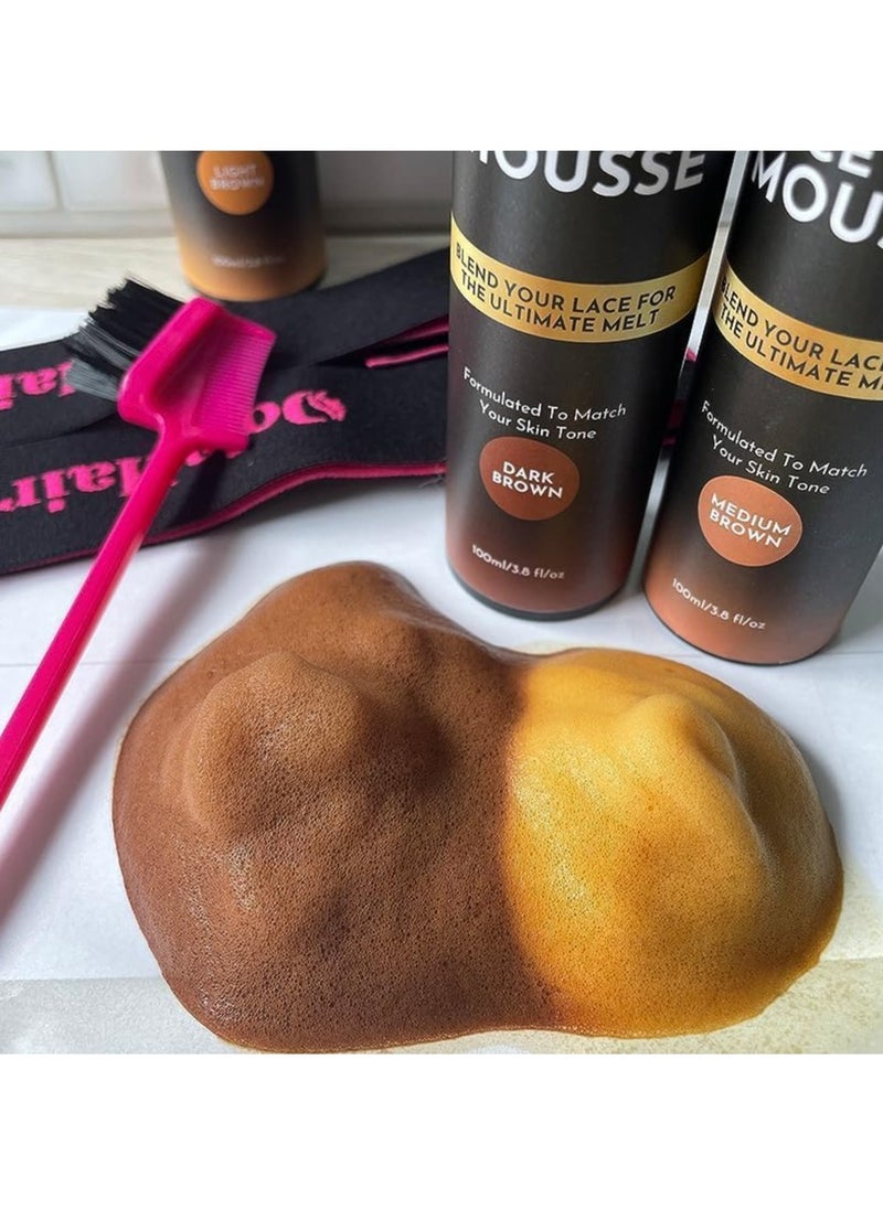 Dolahair Melt Lace Tint Mousse and Spray for Medium Brown Wigs, Foam for Lace Frontal Wigs